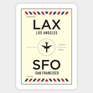 LAX to SFO Airport / Los Angeles to San Francisco Sticker